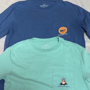 Vineyard Vines Blue and Mint Pocket Tees Men’s Extra Small & Small